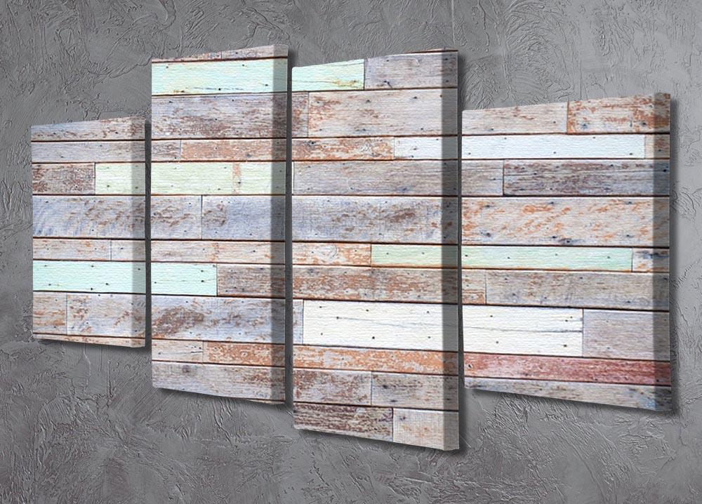 Vintage wooden wall 4 Split Panel Canvas - Canvas Art Rocks - 2