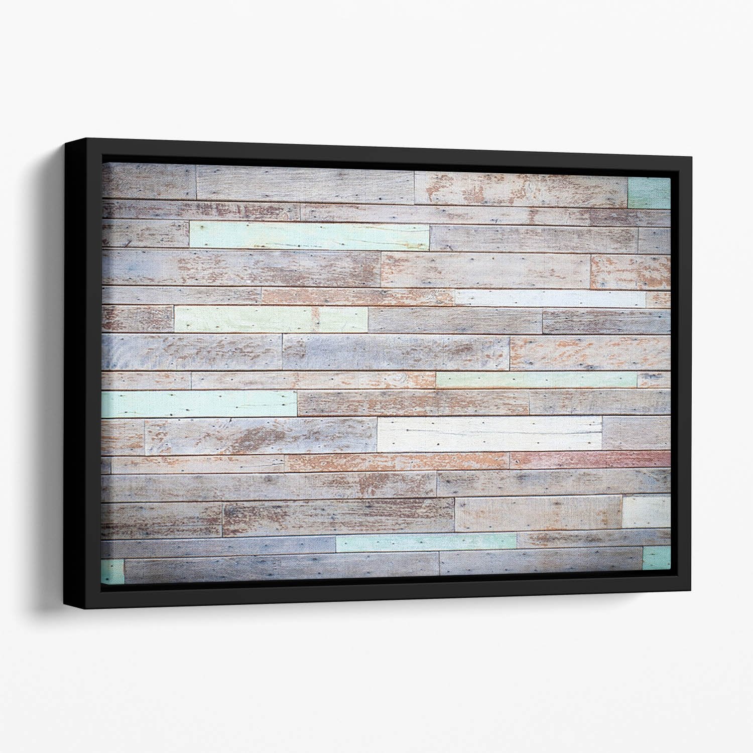 Vintage wooden wall Floating Framed Canvas