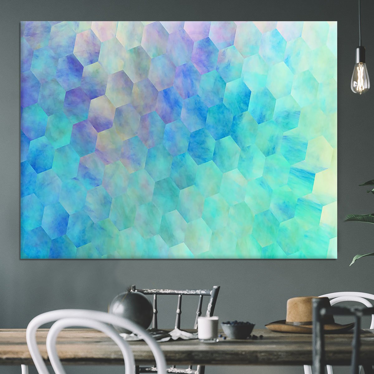 Violet and Blue Hexagons Canvas Print or Poster