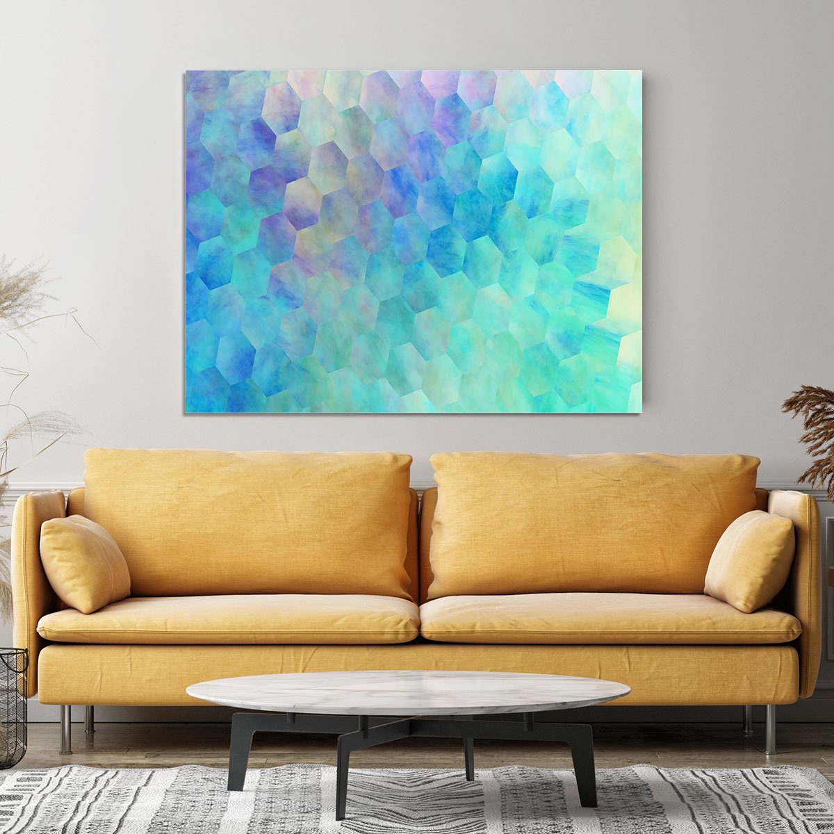 Violet and Blue Hexagons Canvas Print or Poster