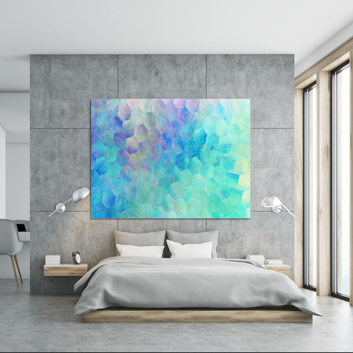 Violet and Blue Hexagons Canvas Print or Poster
