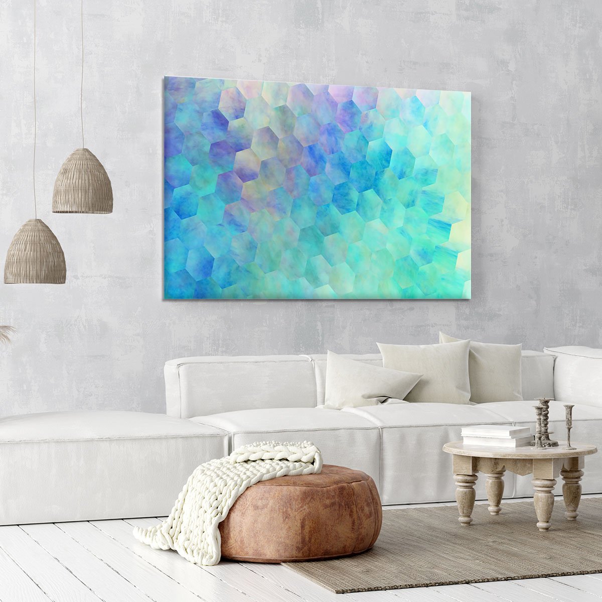 Violet and Blue Hexagons Canvas Print or Poster