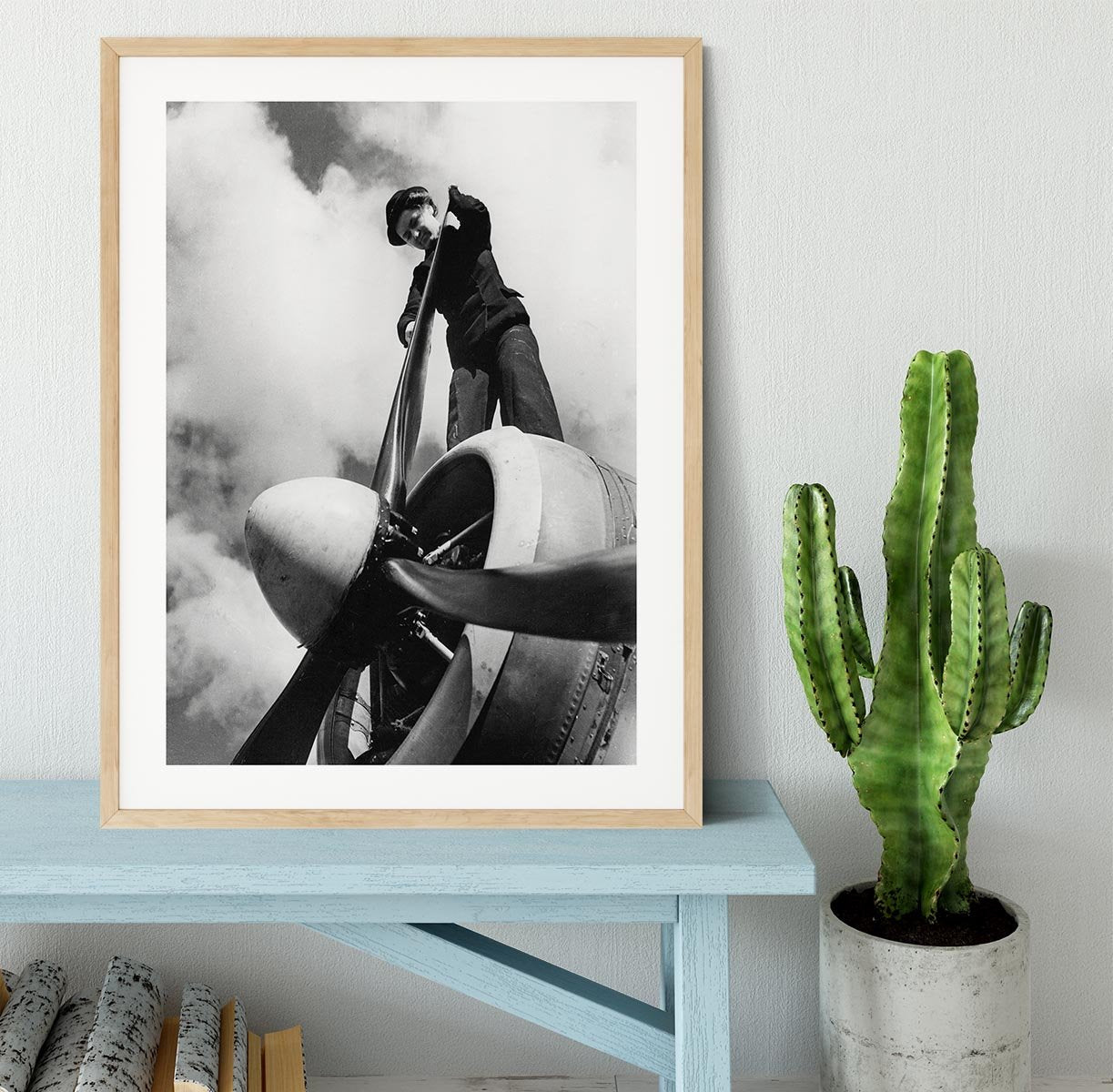 WW2 Oiling the propeller blade Framed Print - Canvas Art Rocks - 3