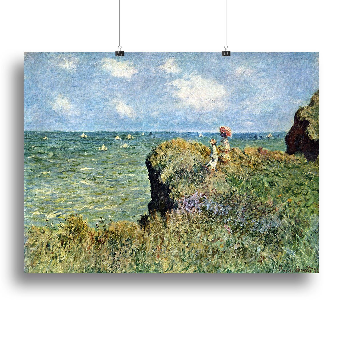 Walk on the cliffs by Monet Canvas Print or Poster