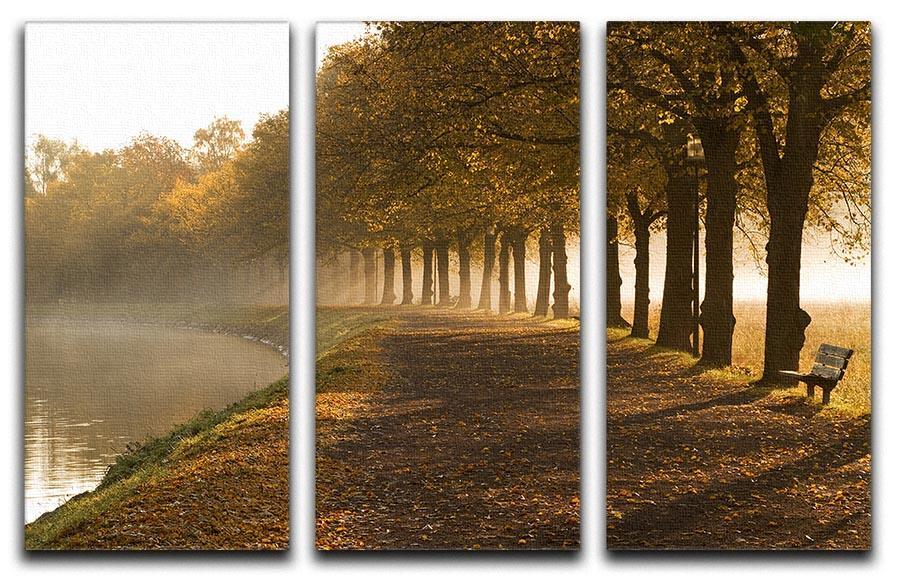 Walkway at the canal in morning 3 Split Panel Canvas Print - Canvas Art Rocks - 1