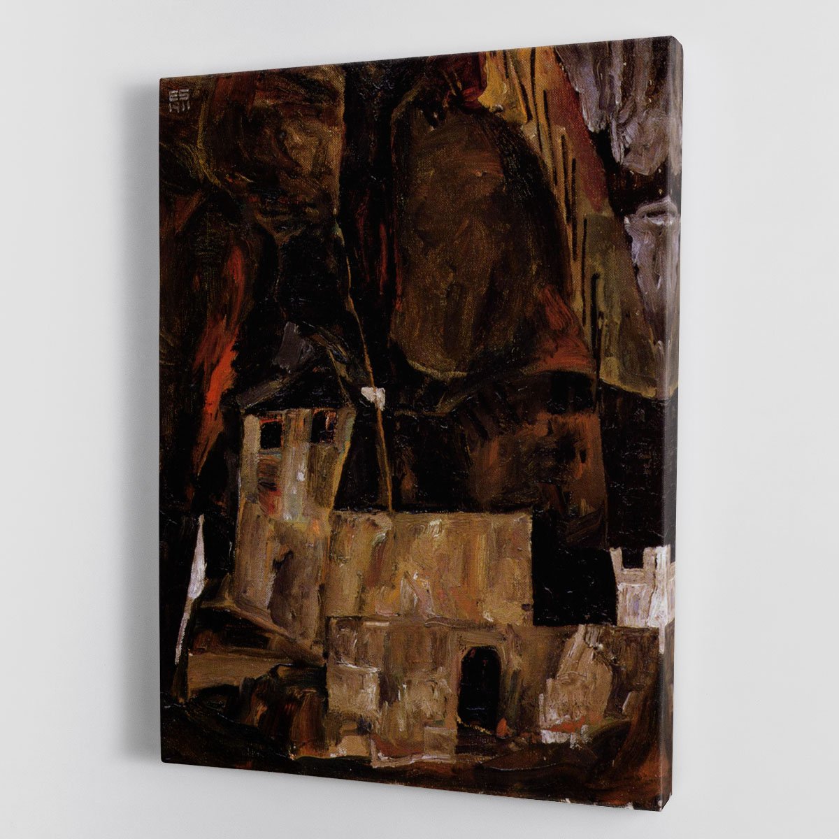 Wall and house and terrain with fence by Egon Schiele Canvas Print or Poster