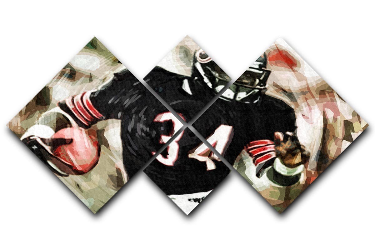Walter Payton Chicago Bears 4 Square Multi Panel Canvas  - Canvas Art Rocks - 1