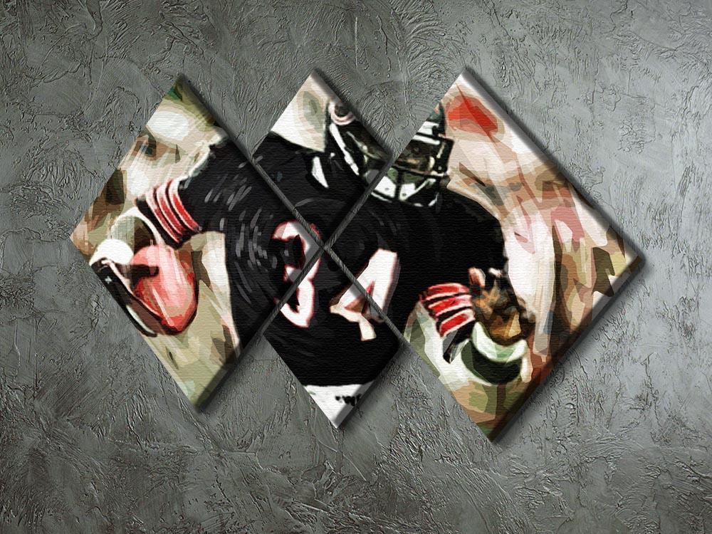 Walter Payton Chicago Bears 4 Square Multi Panel Canvas - Canvas Art Rocks - 2