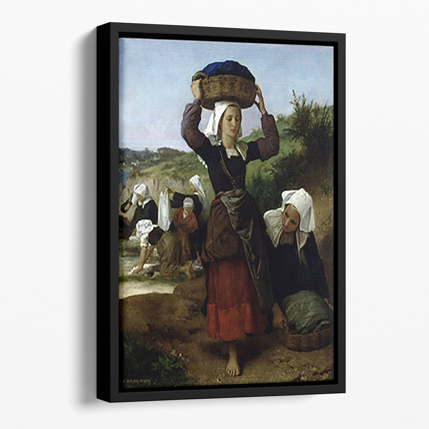 Washerwomen of Fouesnant By Bouguereau Floating Framed Canvas