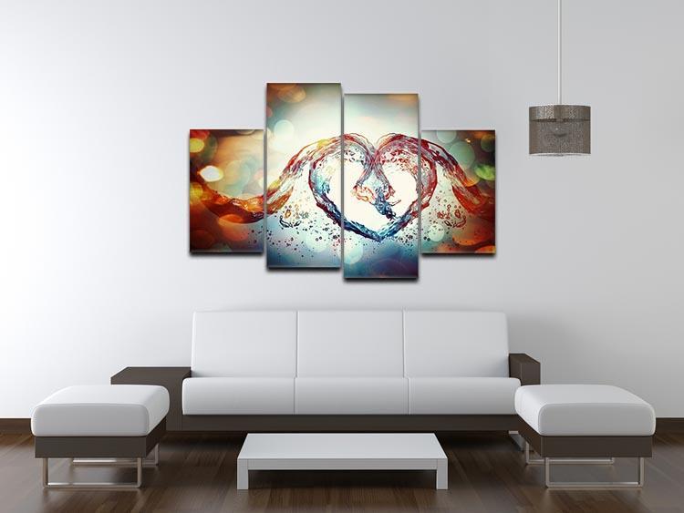 Water Heart 4 Split Panel Canvas - Canvas Art Rocks - 3