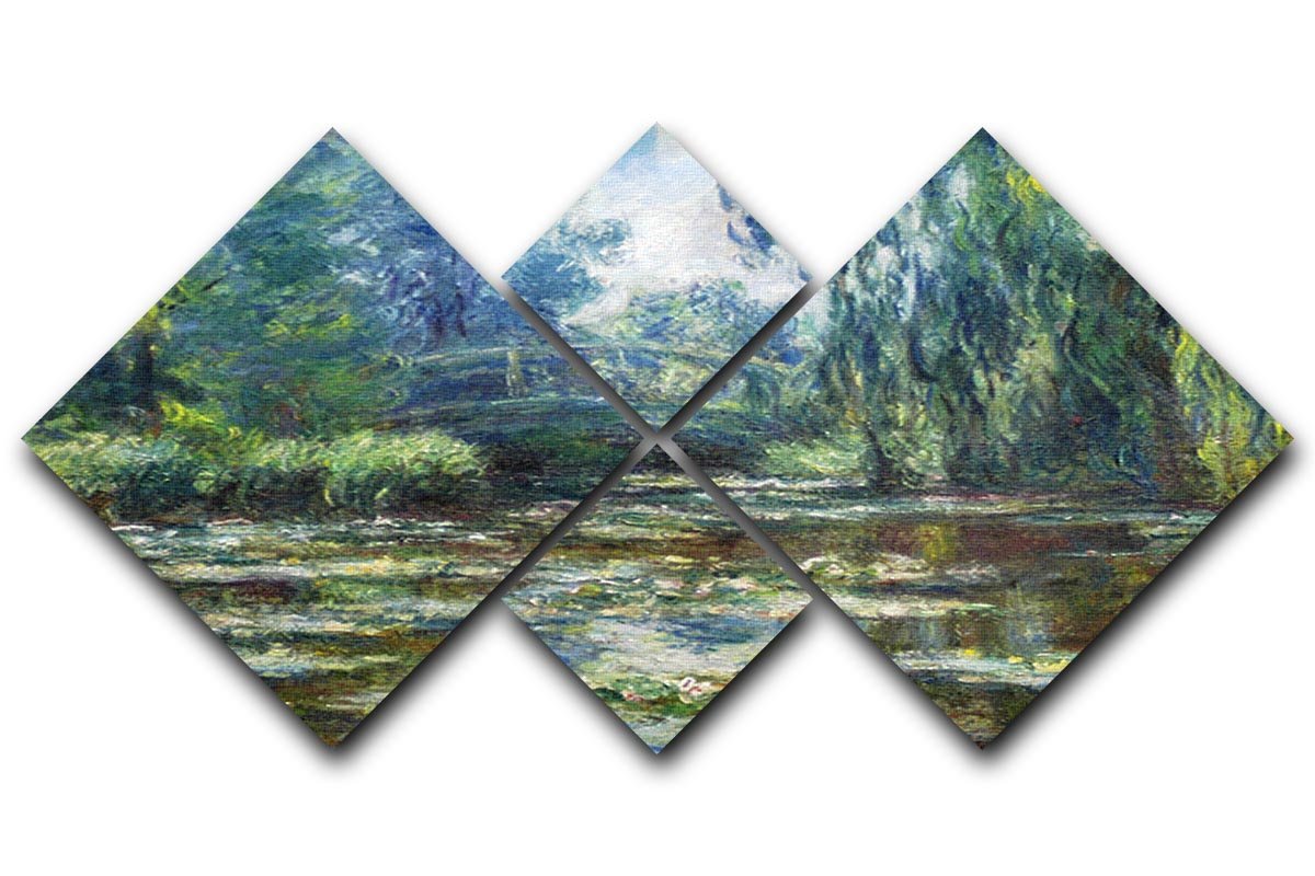Water Lillies in Monets Garden by Monet 4 Square Multi Panel Canvas  - Canvas Art Rocks - 1