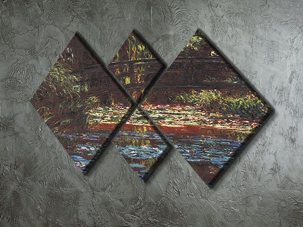 Water Lily Pond 1 by Monet 4 Square Multi Panel Canvas - Canvas Art Rocks - 2
