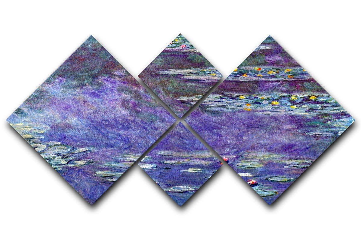 Water Lily Pond 3 by Monet 4 Square Multi Panel Canvas  - Canvas Art Rocks - 1