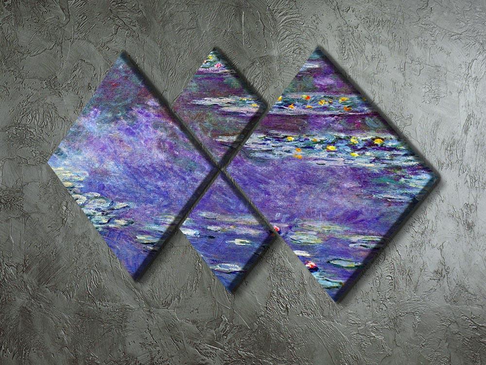 Water Lily Pond 3 by Monet 4 Square Multi Panel Canvas - Canvas Art Rocks - 2