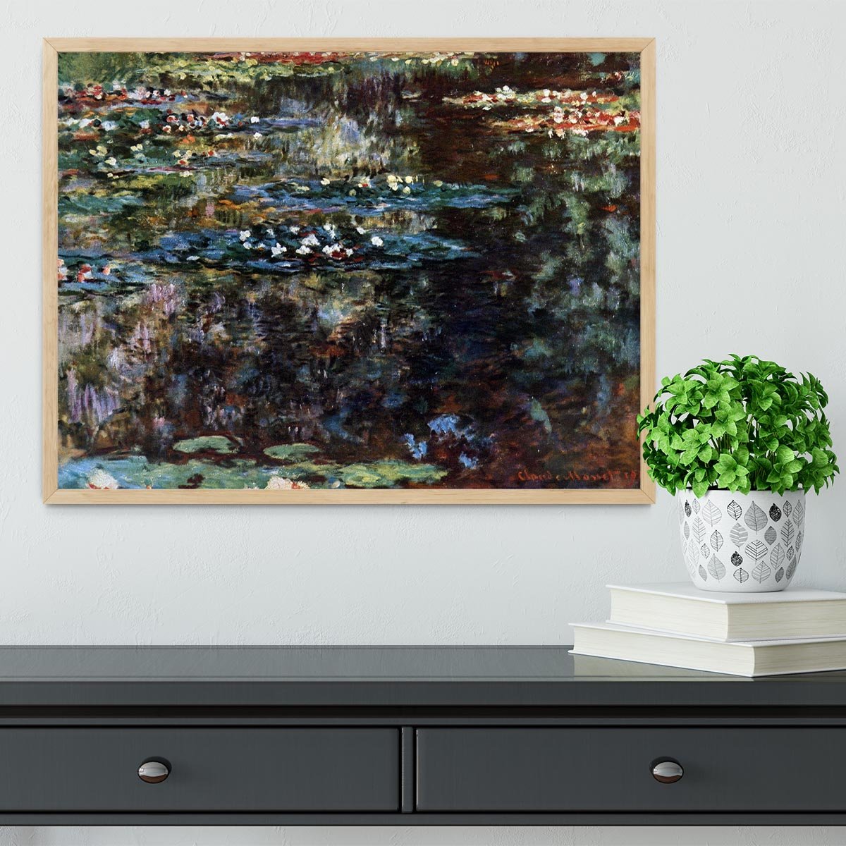 Water garden at Giverny by Monet Framed Print - Canvas Art Rocks - 4