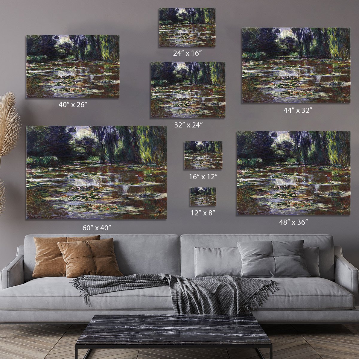 Water lilies water landscape 3 by Monet Canvas Print or Poster