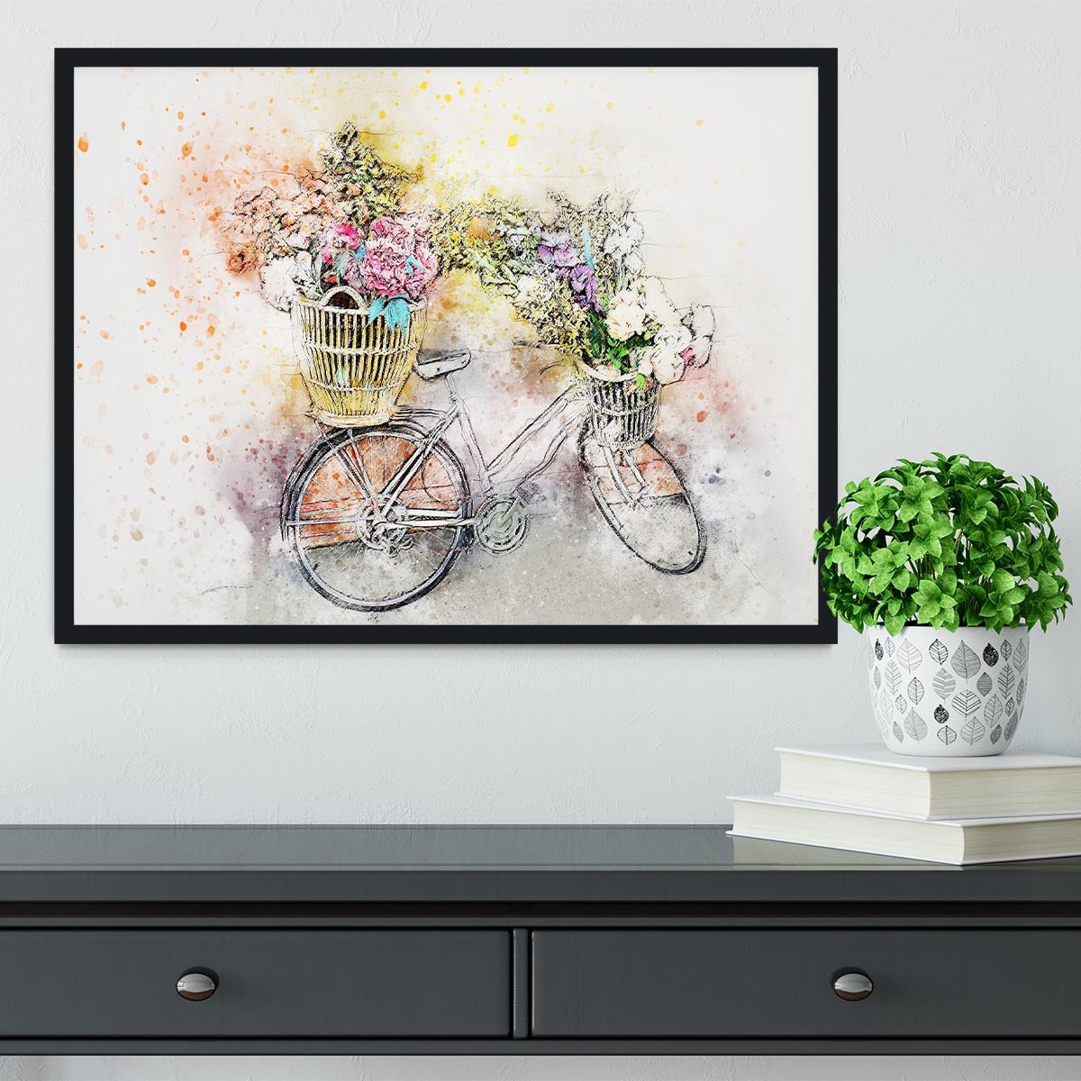 Watercolour Bike Framed Print - Canvas Art Rocks - 2