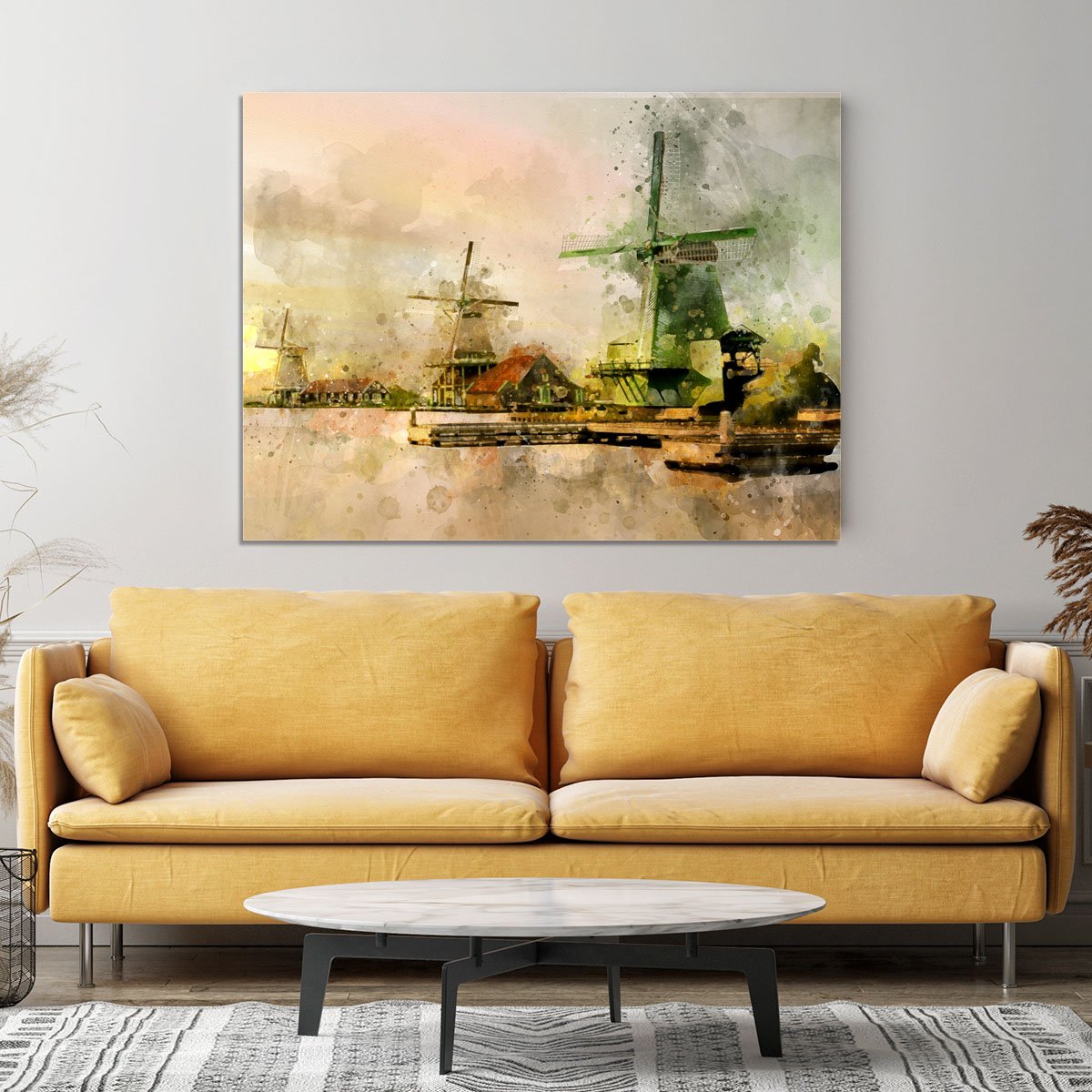 Watercolour Wind Mills Canvas Print or Poster