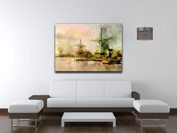 Watercolour Wind Mills Canvas Print or Poster - Canvas Art Rocks - 4