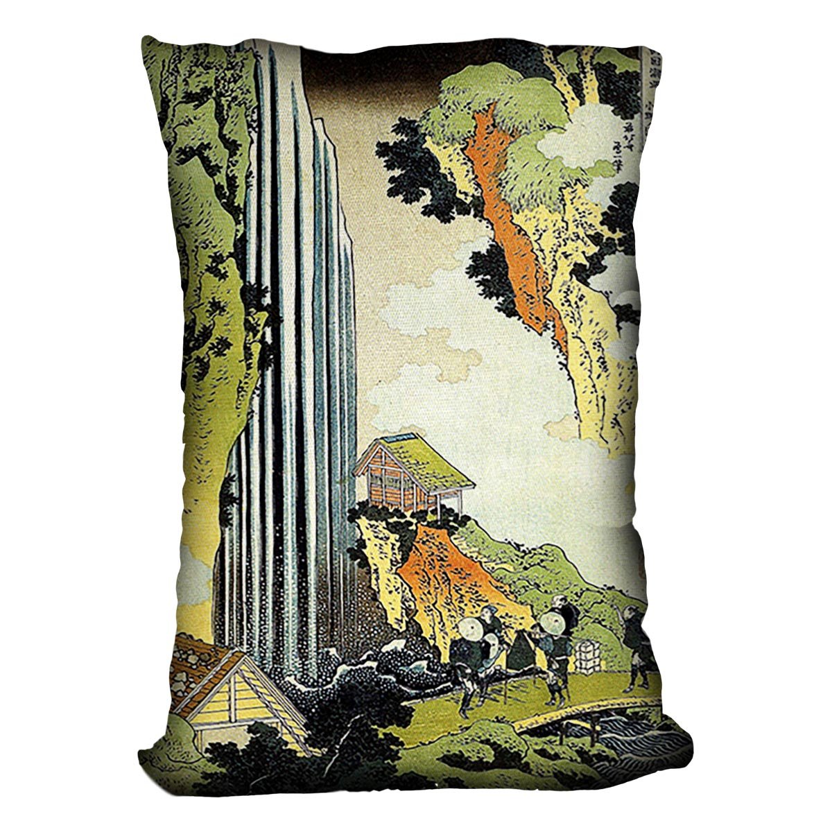 Waterfall by Hokusai Throw Pillow