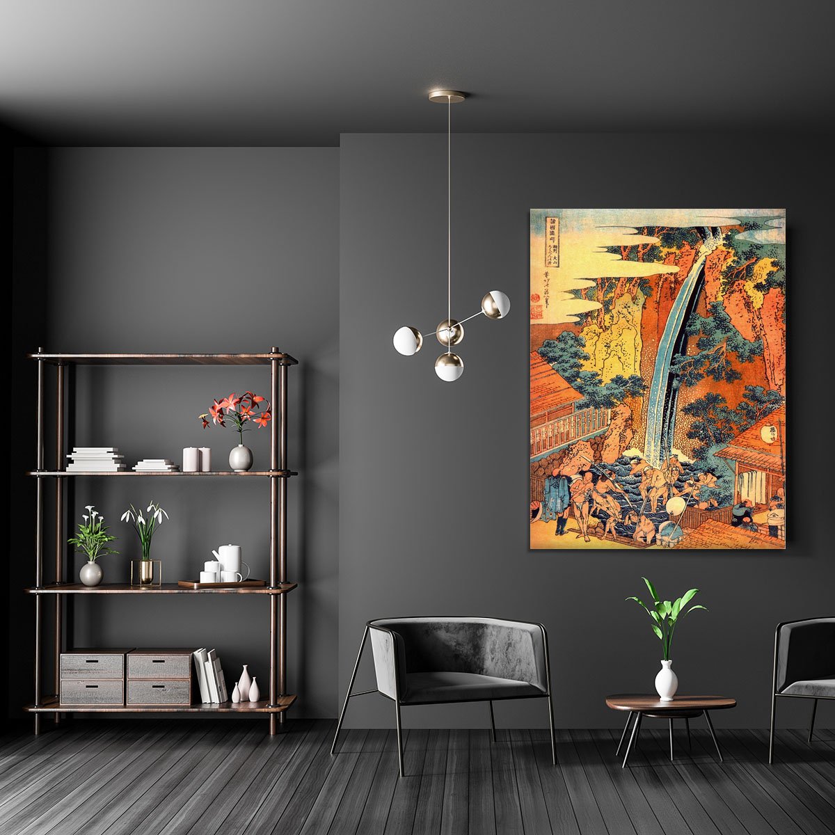 Waterfalls in all provinces 2 by Hokusai Canvas Print or Poster