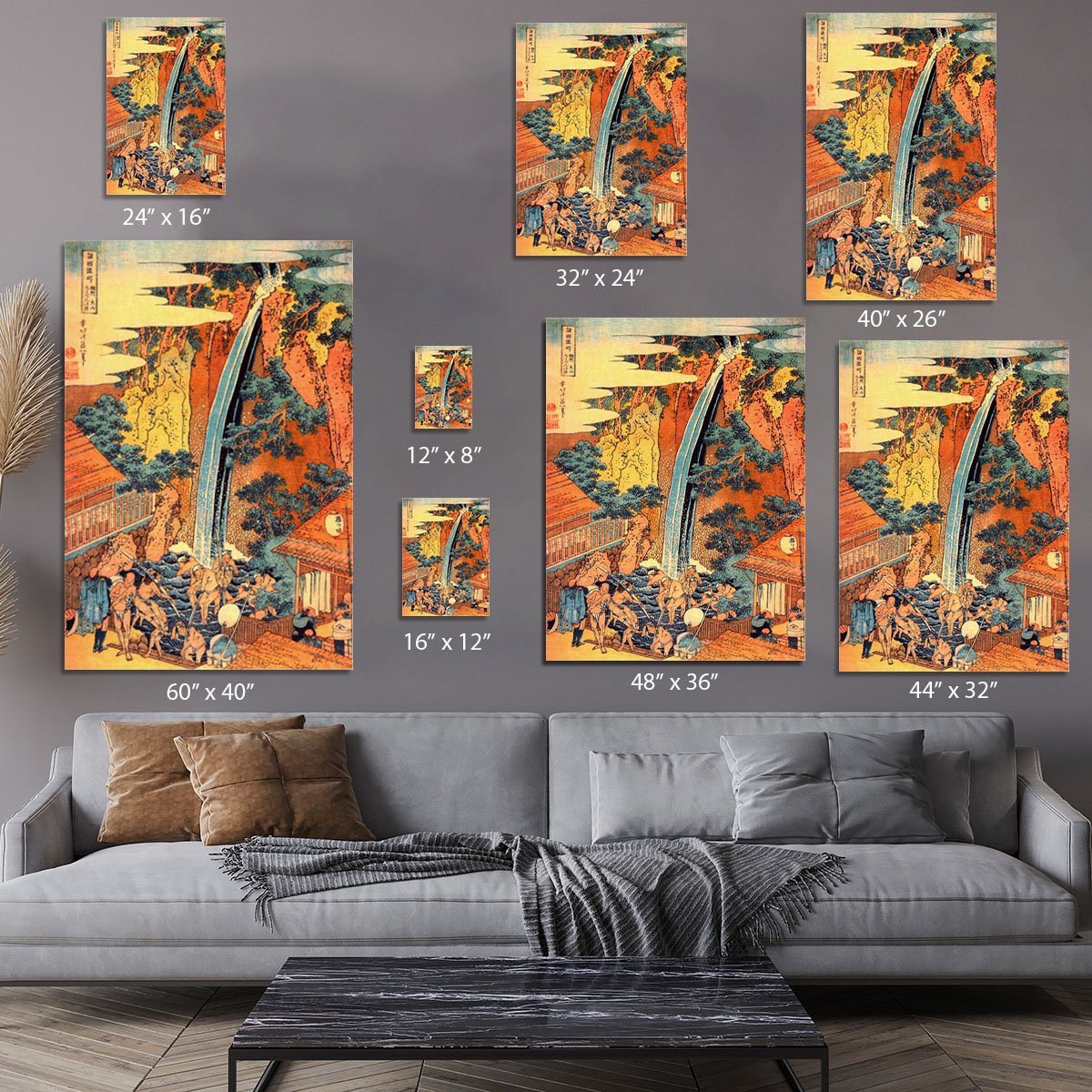 Waterfalls in all provinces 2 by Hokusai Canvas Print or Poster