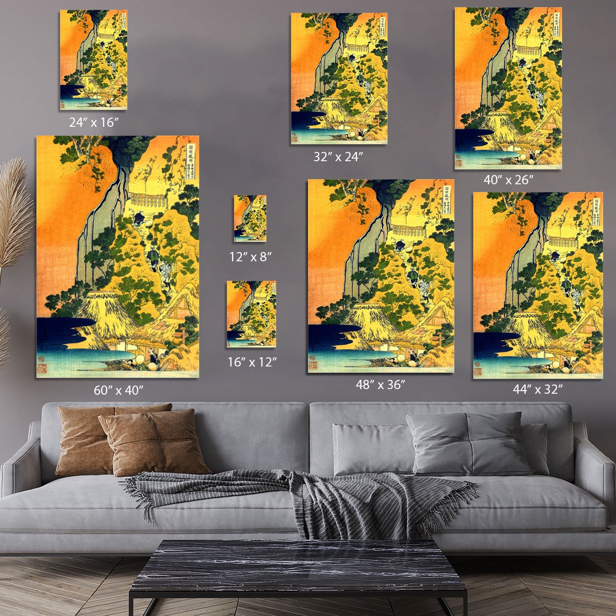 Waterfalls in all provinces by Hokusai Canvas Print or Poster