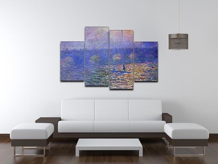 Waterloo Bridge by Monet 4 Split Panel Canvas - Canvas Art Rocks - 3