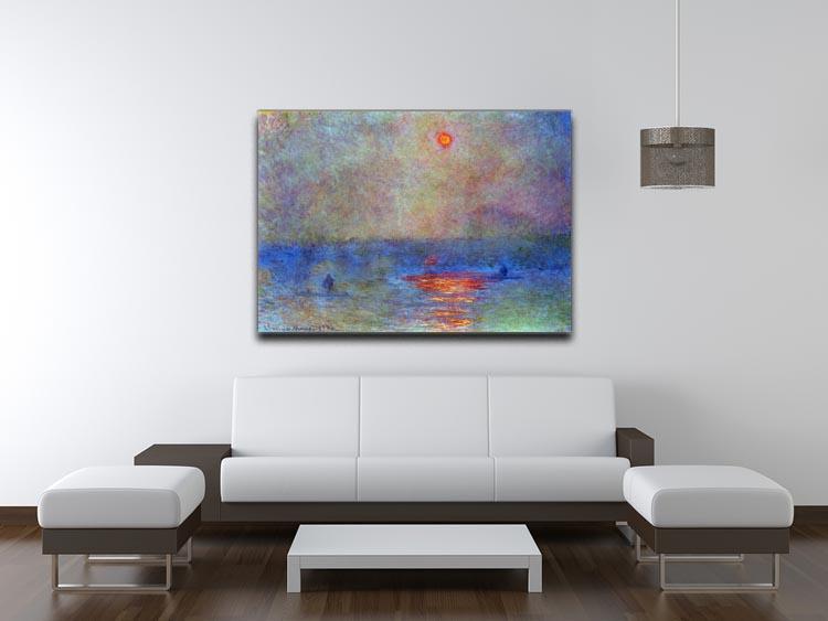 Waterloo Bridge the sun in the fog by Monet Canvas Print & Poster - Canvas Art Rocks - 4