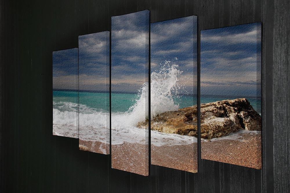 Wave crash on the stone 5 Split Panel Canvas  - Canvas Art Rocks - 2