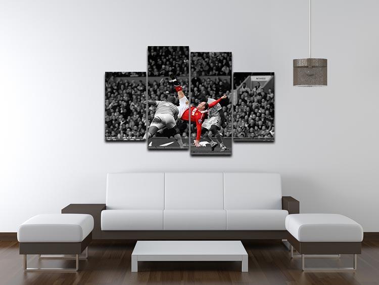 Wayne Rooney Bicycle Kick 4 Split Panel Canvas - Canvas Art Rocks - 3