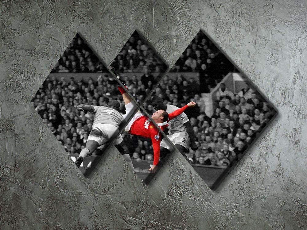 Wayne Rooney Bicycle Kick 4 Square Multi Panel Canvas - Canvas Art Rocks - 2