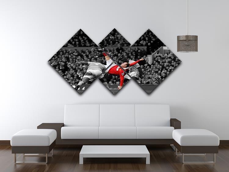 Wayne Rooney Bicycle Kick 4 Square Multi Panel Canvas - Canvas Art Rocks - 3