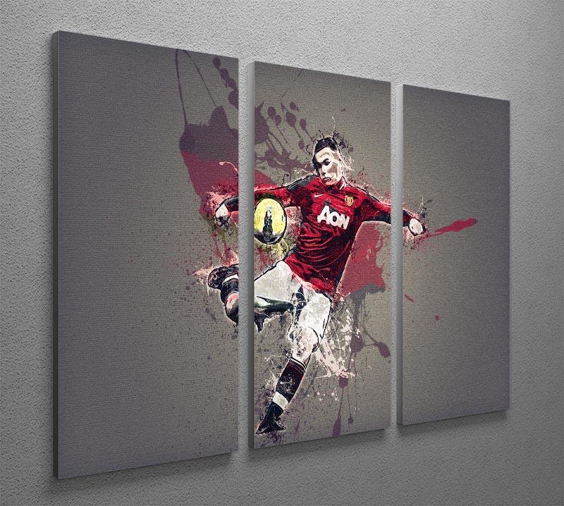 Wayne Rooney Paint Splatter 3 Split Panel Canvas Print - Canvas Art Rocks - 2