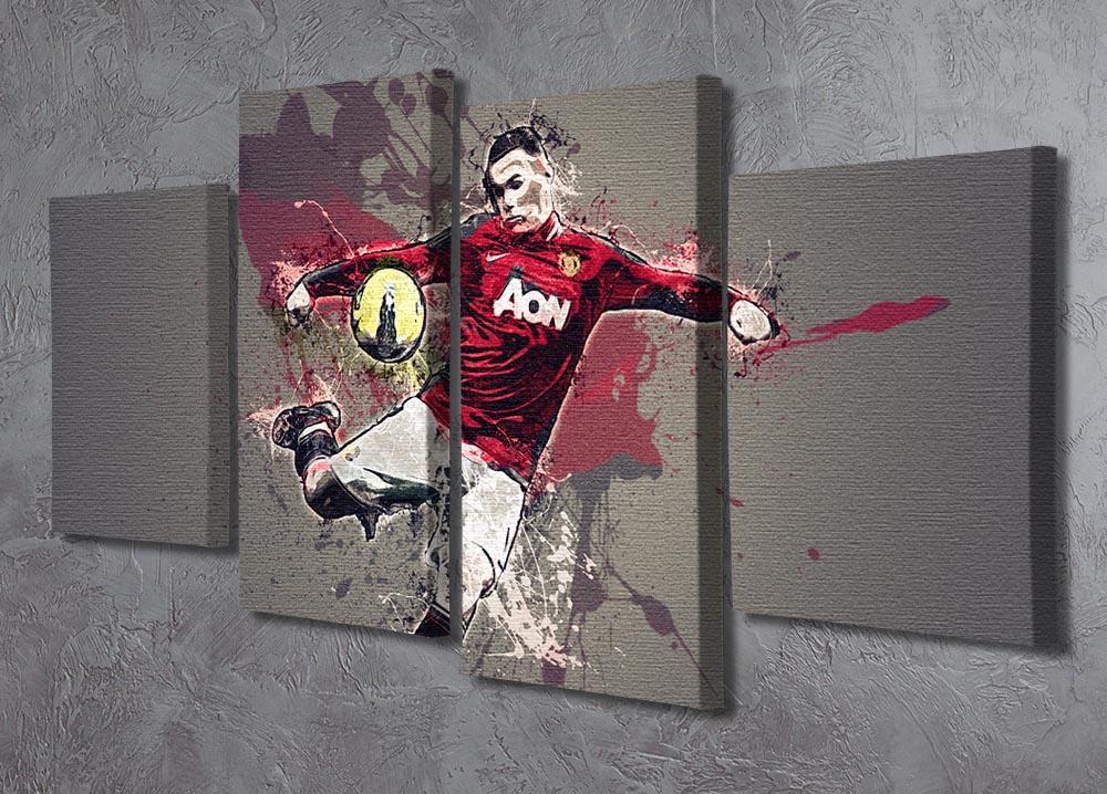 Wayne Rooney Paint Splatter 4 Split Panel Canvas - Canvas Art Rocks - 2