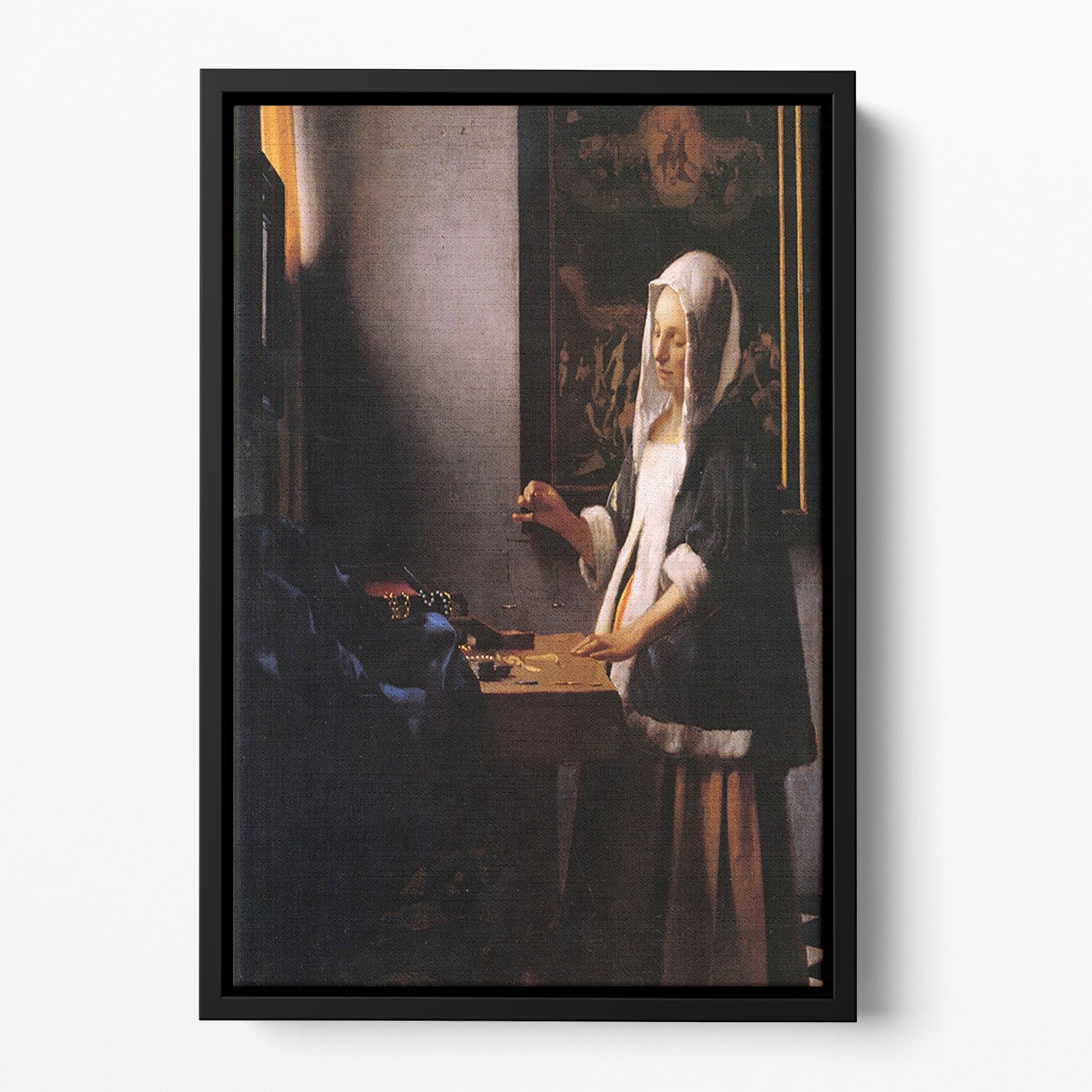 Weights by Vermeer Floating Framed Canvas