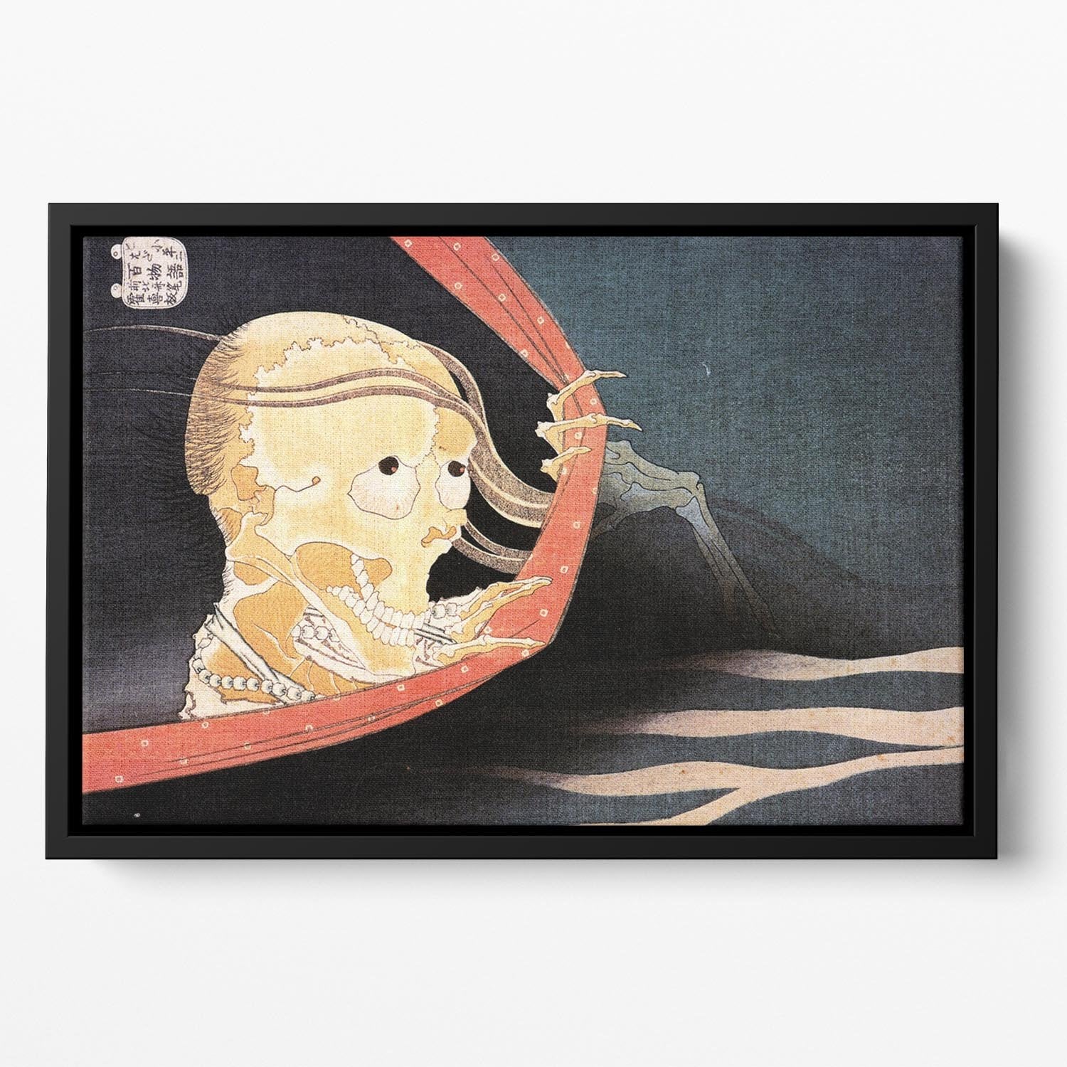 Weird Skeleton by Hokusai Floating Framed Canvas