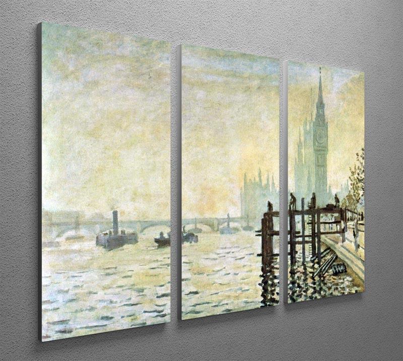 Westminster Bridge in London by Monet Split Panel Canvas Print - Canvas Art Rocks - 4