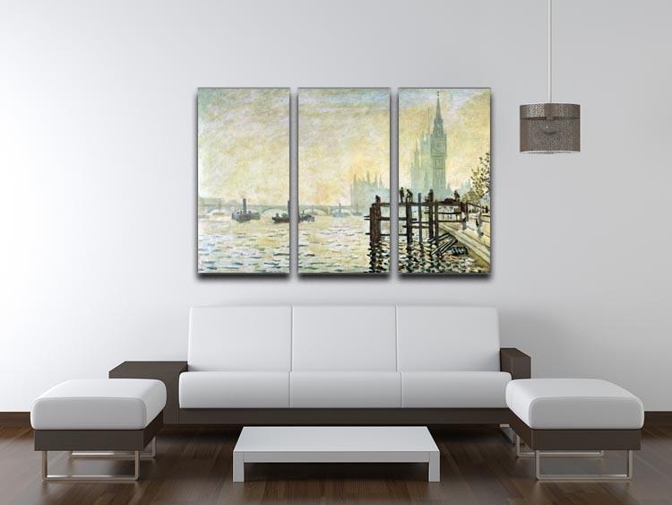 Westminster Bridge in London by Monet Split Panel Canvas Print - Canvas Art Rocks - 4