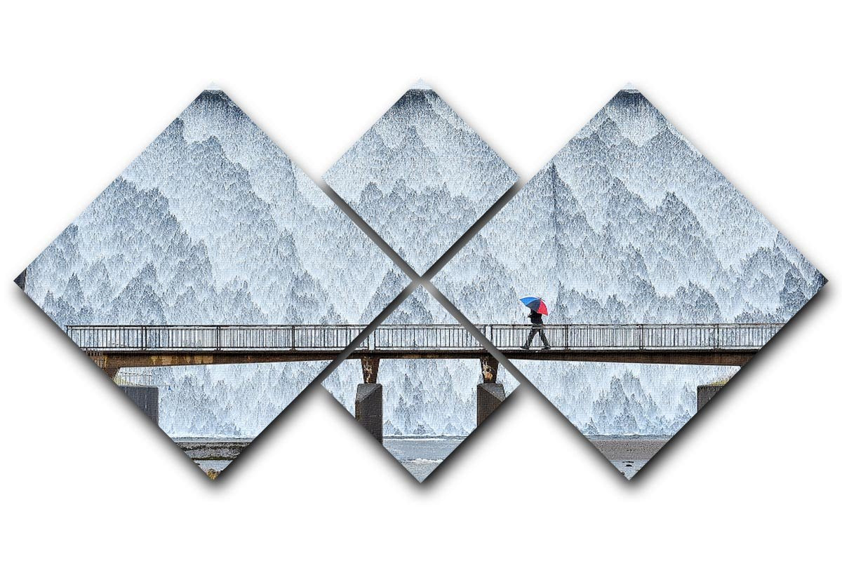 Wet Sleddale 4 Square Multi Panel Canvas - Canvas Art Rocks - 1