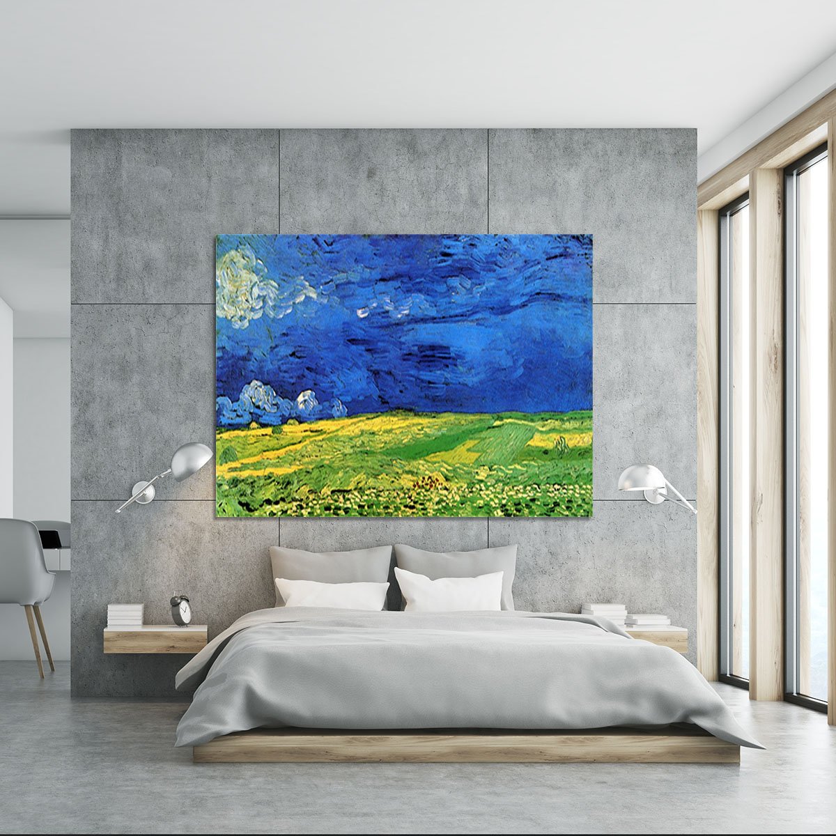 Wheat Field Under Clouded Sky by Van Gogh Canvas Print or Poster