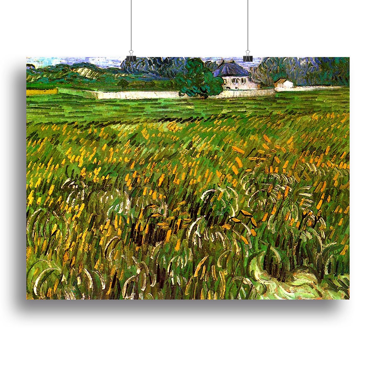 Wheat Field at Auvers with White House by Van Gogh Canvas Print or Poster
