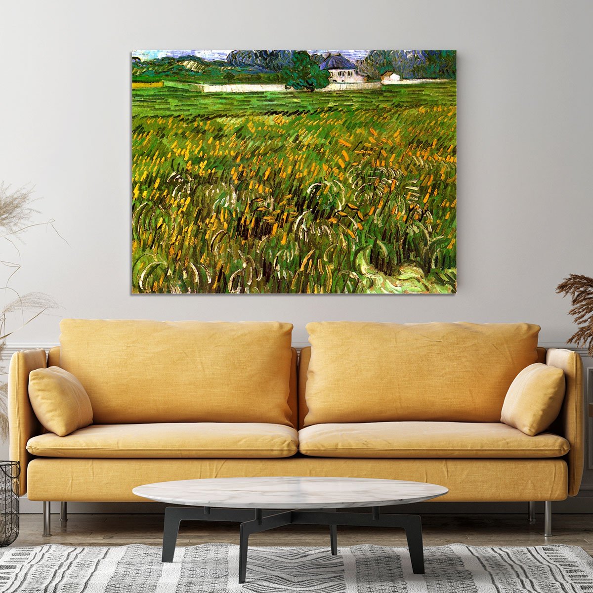 Wheat Field at Auvers with White House by Van Gogh Canvas Print or Poster
