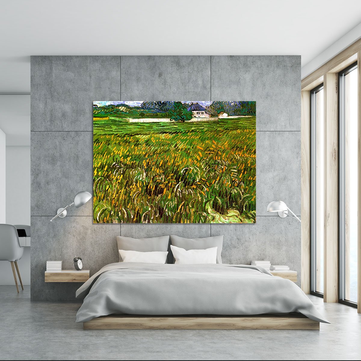 Wheat Field at Auvers with White House by Van Gogh Canvas Print or Poster