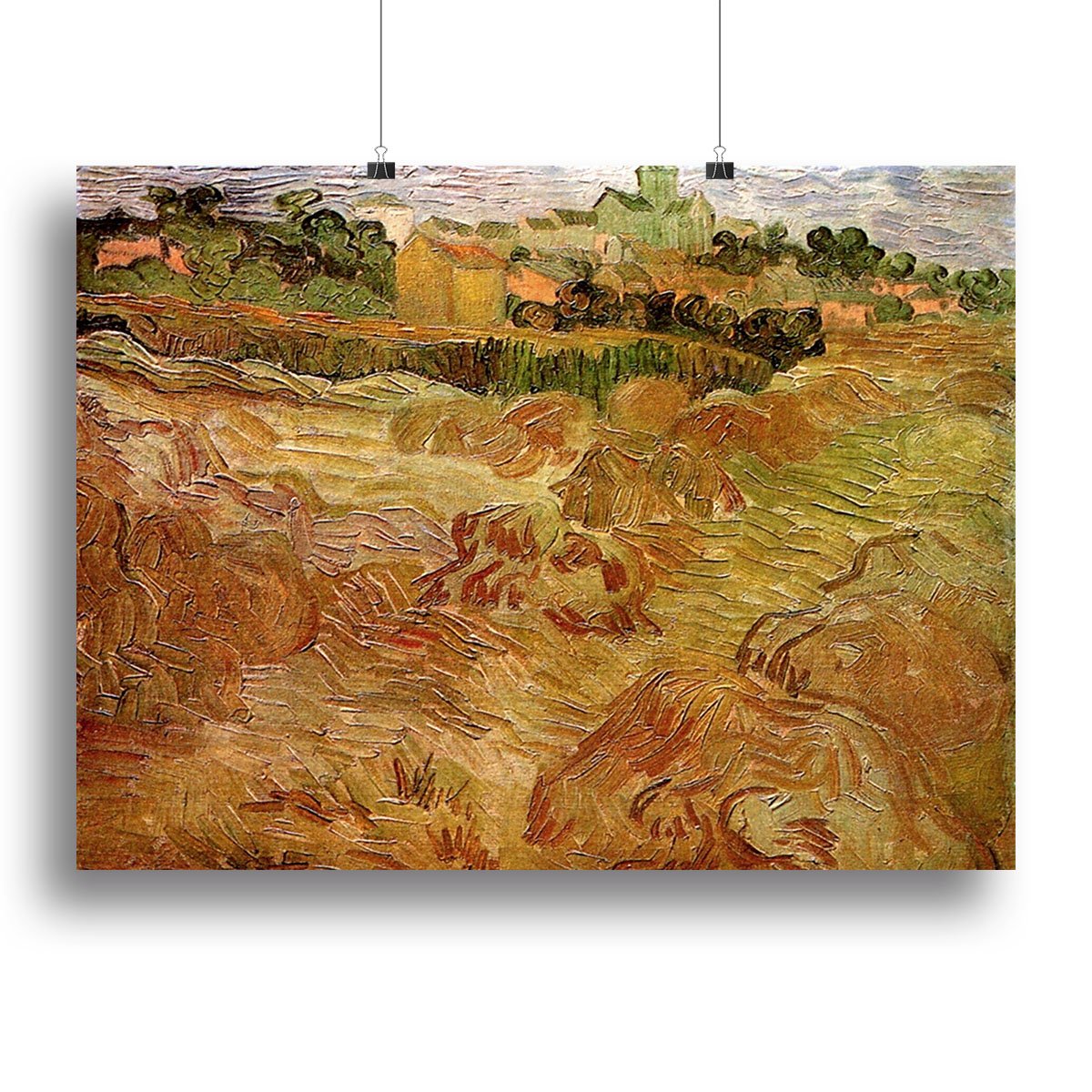 Wheat Fields with Auvers in the Background by Van Gogh Canvas Print or Poster