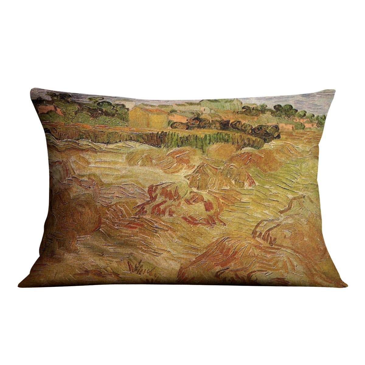 Wheat Fields with Auvers in the Background by Van Gogh Throw Pillow