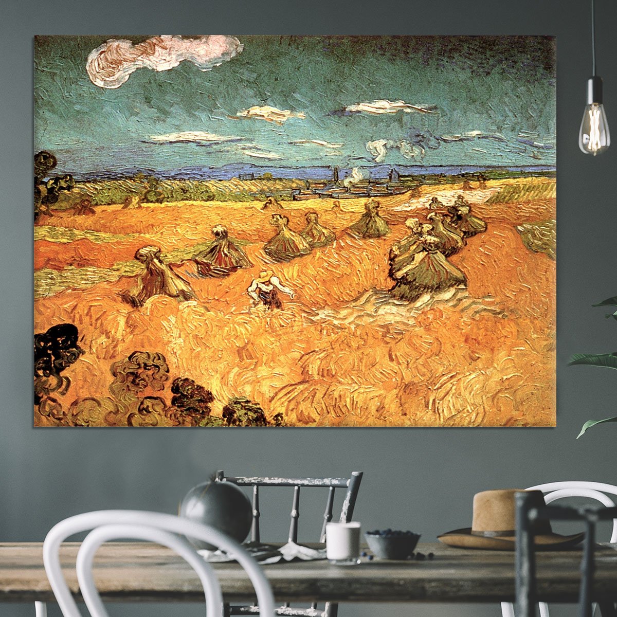 Wheat Stacks with Reaper by Van Gogh Canvas Print or Poster