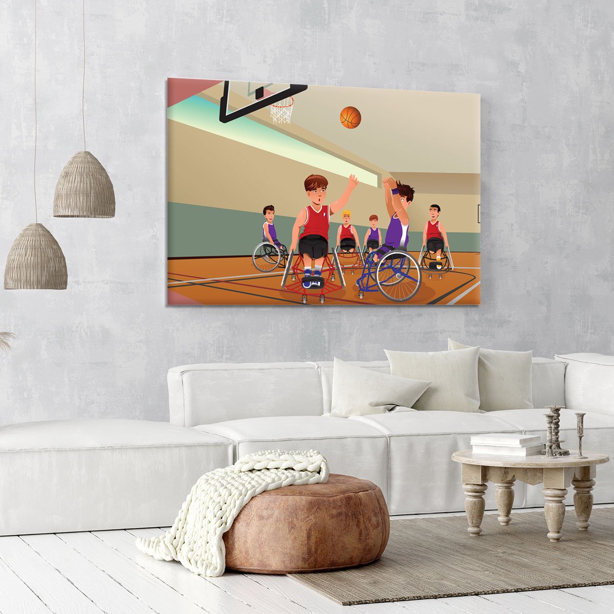 Wheelchairs playing basketball Canvas Print or Poster