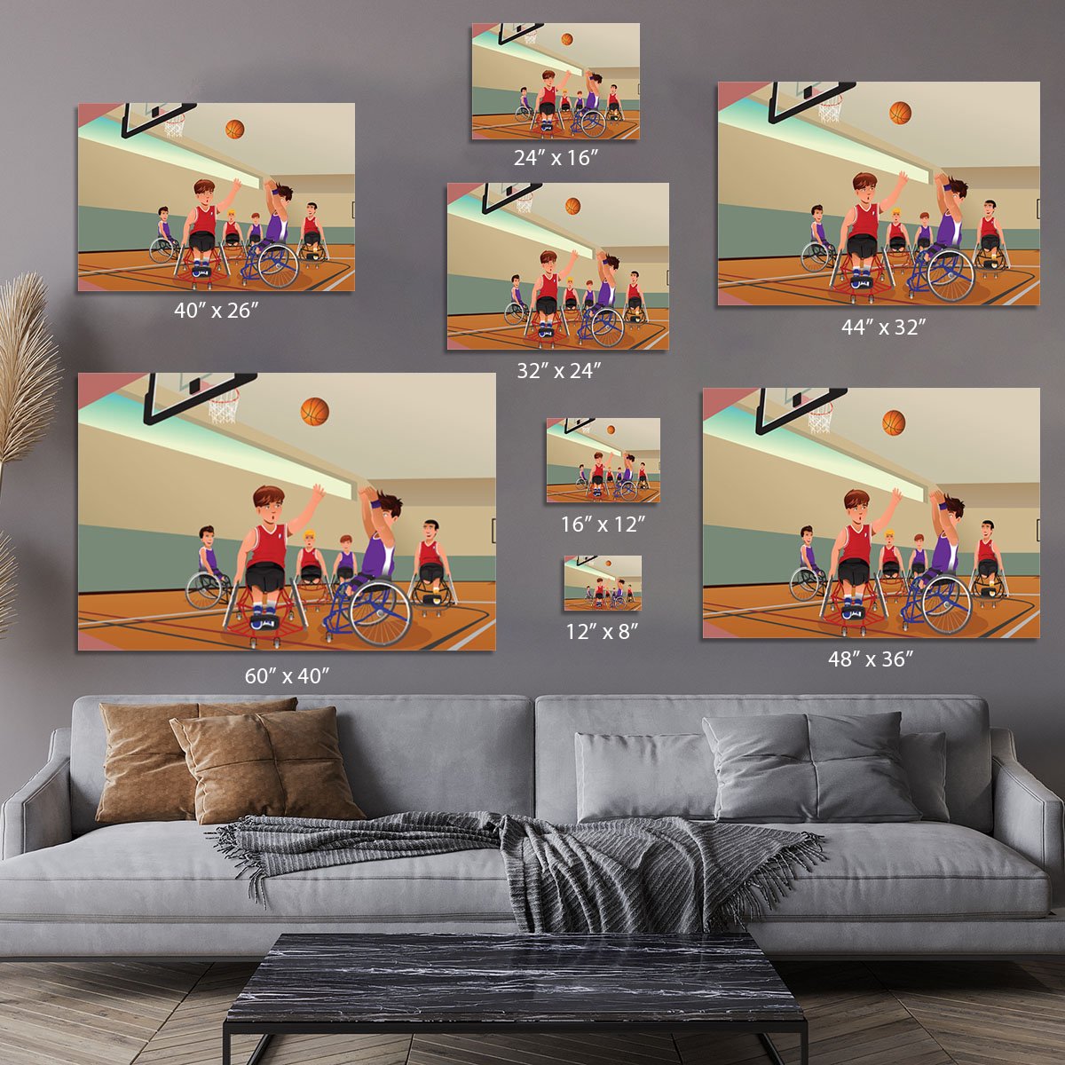 Wheelchairs playing basketball Canvas Print or Poster