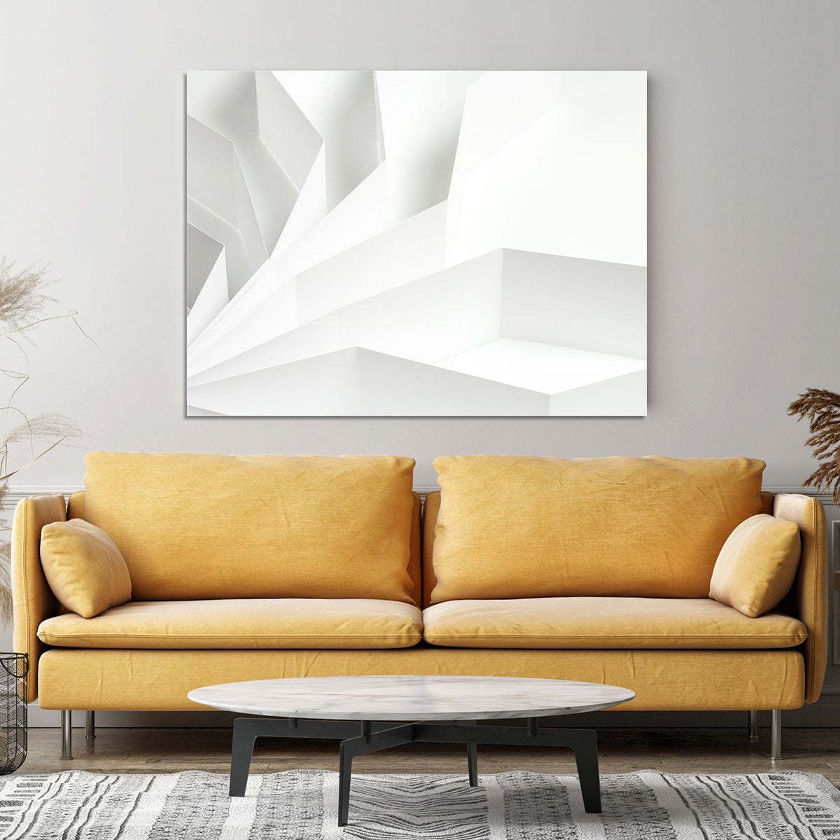 White 3D Abstract Shapes Canvas Print or Poster